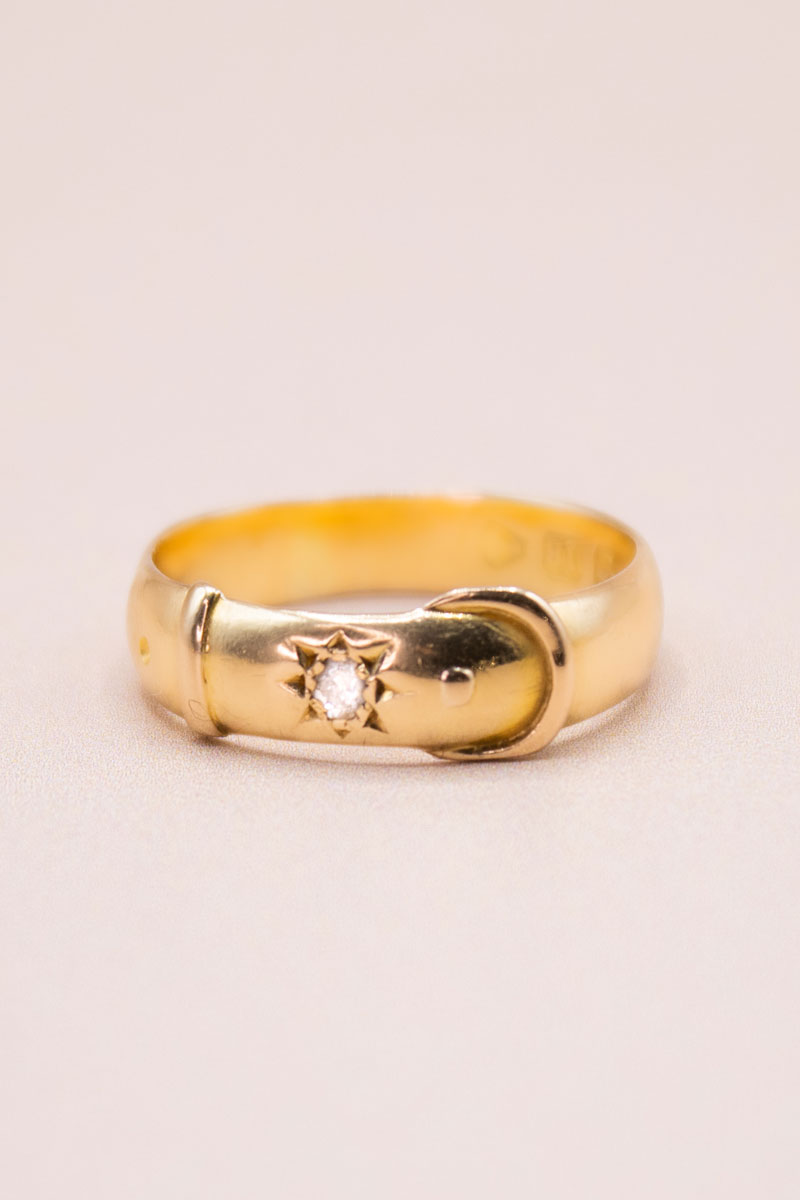 Victorian Old Mine Cut Diamond 18 Karat Yellow Gold Antique Buckle Ring at  1stDibs | victorian buckle ring