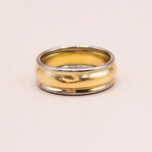 Junkyard Gem 18ct Gold and Platinum Thick Stacking Ring