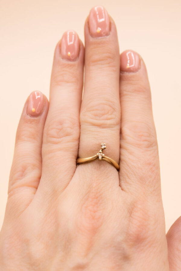 Junkyard Gem 9ct Gold Diamond Twig Stacking Ring
