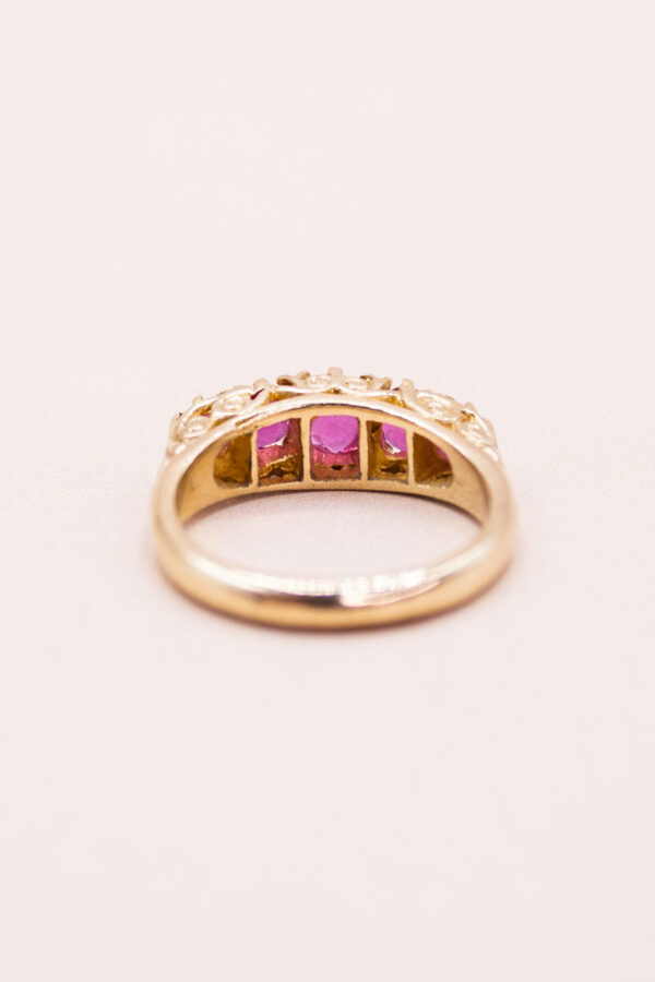 Junkyard Gem 9ct Gold Five Stone Vintage Ruby Ring