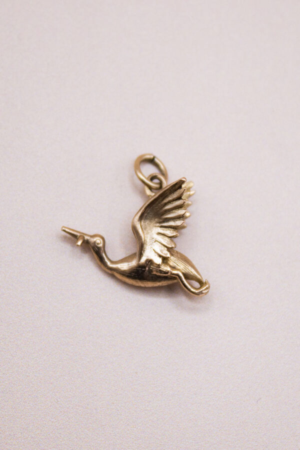 Junkyard Gem 9ct gold Vintage Stork Charm