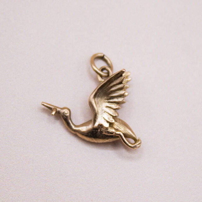 Junkyard Gem 9ct gold Vintage Stork Charm