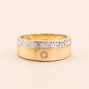 Junkyard Gem 14ct Gold Band with Diamond Accents Vintage
