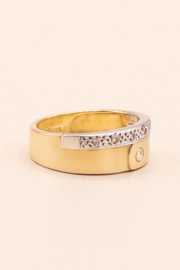 Junkyard Gem 14ct Gold Band with Diamond Accents Vintage