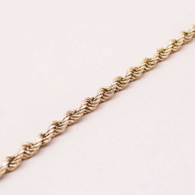 Junkyard Gem 9ct Gold Diamond Cut Rope Bracelet 20cm
