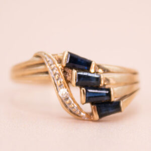 Junkyard Gem 9ct Gold Sapphire and Diamond Dress Ring