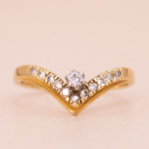 Junkyard Gem 18ct Gold Diamond Wishbone Ring