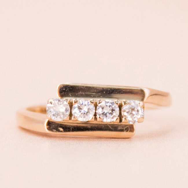 9ct Rosy Gold Old Cut Diamond Ring