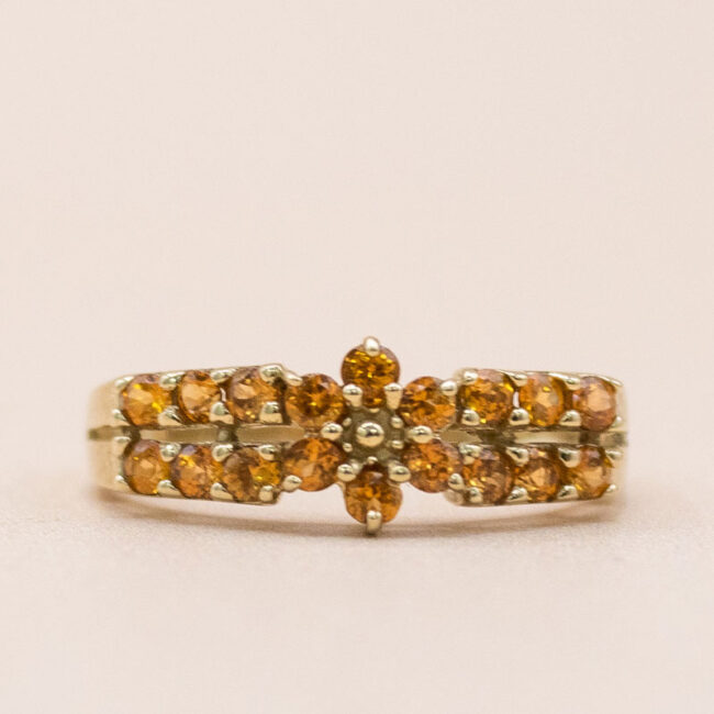 9ct Gold Citrine Flower Ring