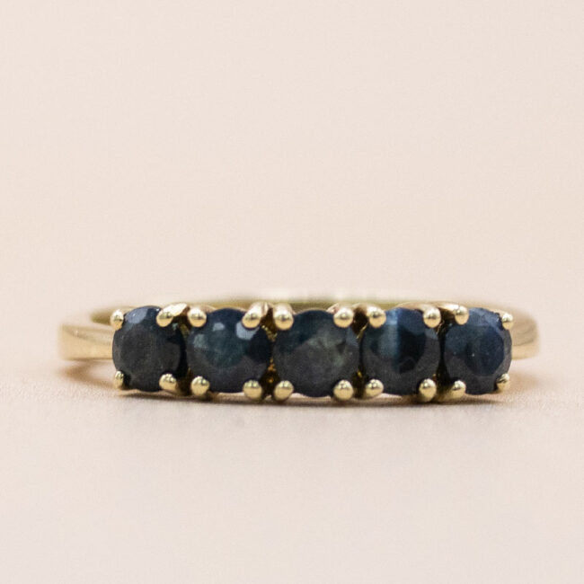 9ct Gold Sapphire Five Stone Ring