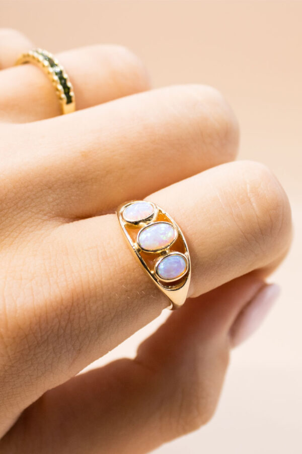9ct Gold Suspension Opal Trilogy Ring