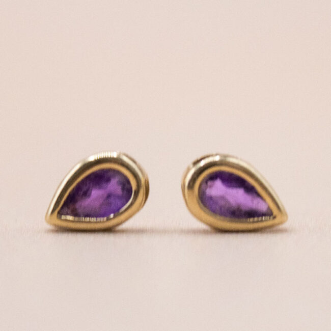 9ct Gold Amethyst Pear-Cut Earrings