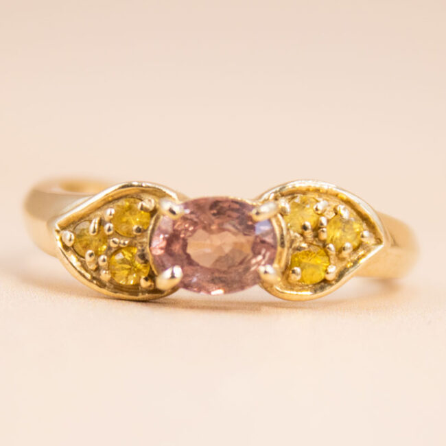9ct Gold Oval-Cut Citrine and Tourmaline Ring