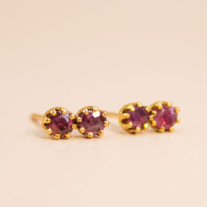 9ct Gold Double Ruby Earrings