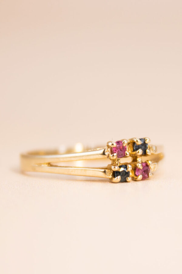 9ct Gold Ruby and Sapphire Dress Ring
