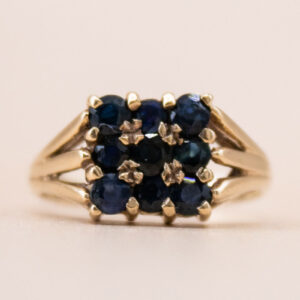 9ct Gold Sapphire Square Cluster Ring
