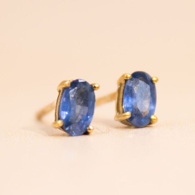 9ct Gold Oval-Cut Sapphire Earrings