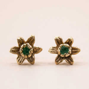 9ct Gold Emerald Floral Earrings