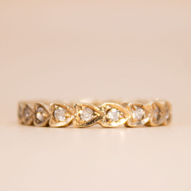 9ct Rosy Gold Paste Heart Eternity Ring