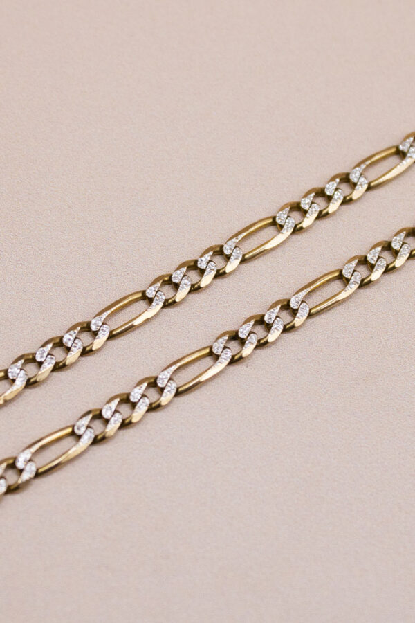 9ct Gold Yellow and White Gold Figaro Chain 21"