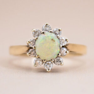 9ct Gold Opal and Diamond Halo Ring