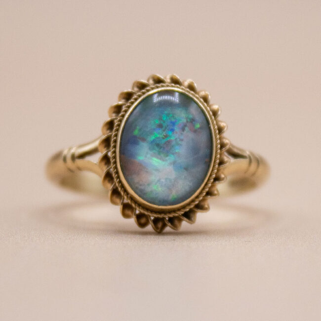 9ct Gold Blue Opal Solitaire