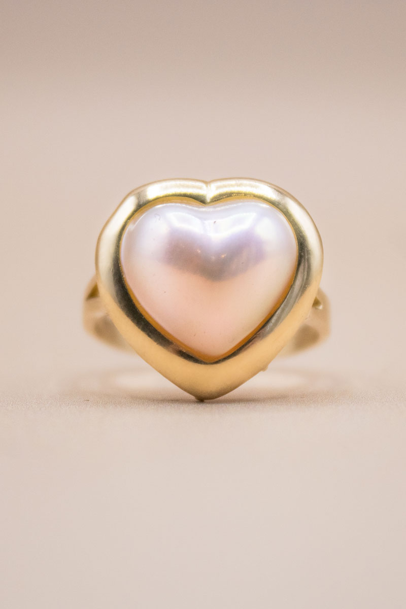 14ct Gold Pearl Heart Ring