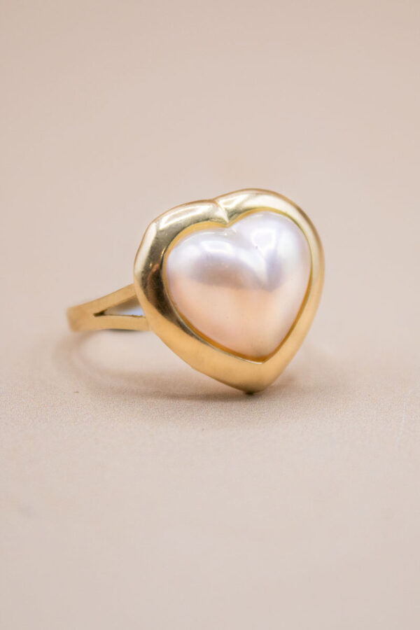14ct Gold Pearl Heart Ring